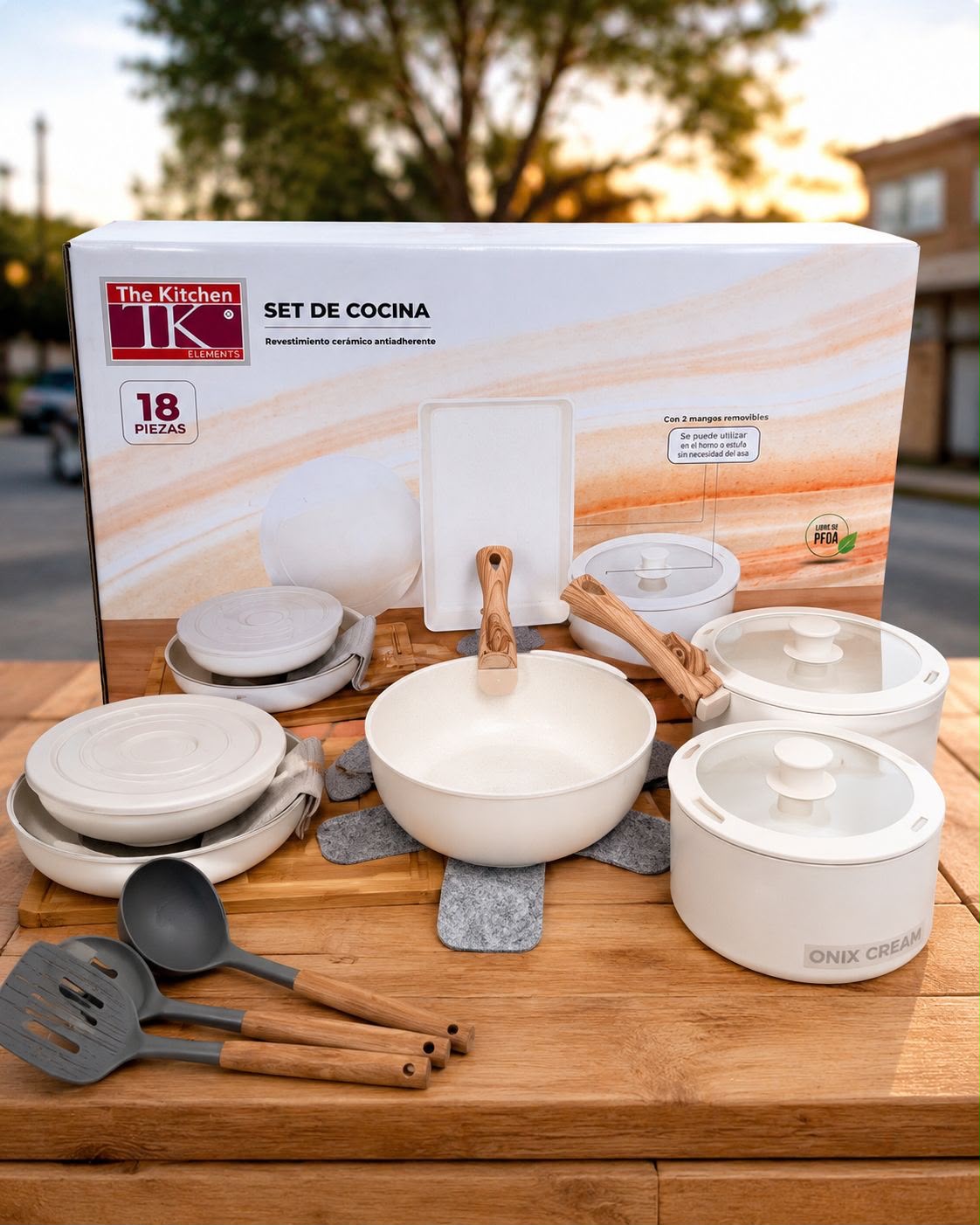 ✨ SET DE COCINA 18 PIEZAS – ONIX CREAM ✨