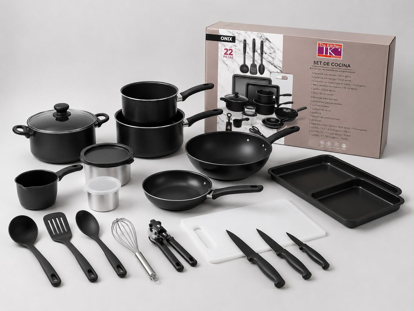 ✨ SET DE COCINA ONIX – 22 PIEZAS ✨