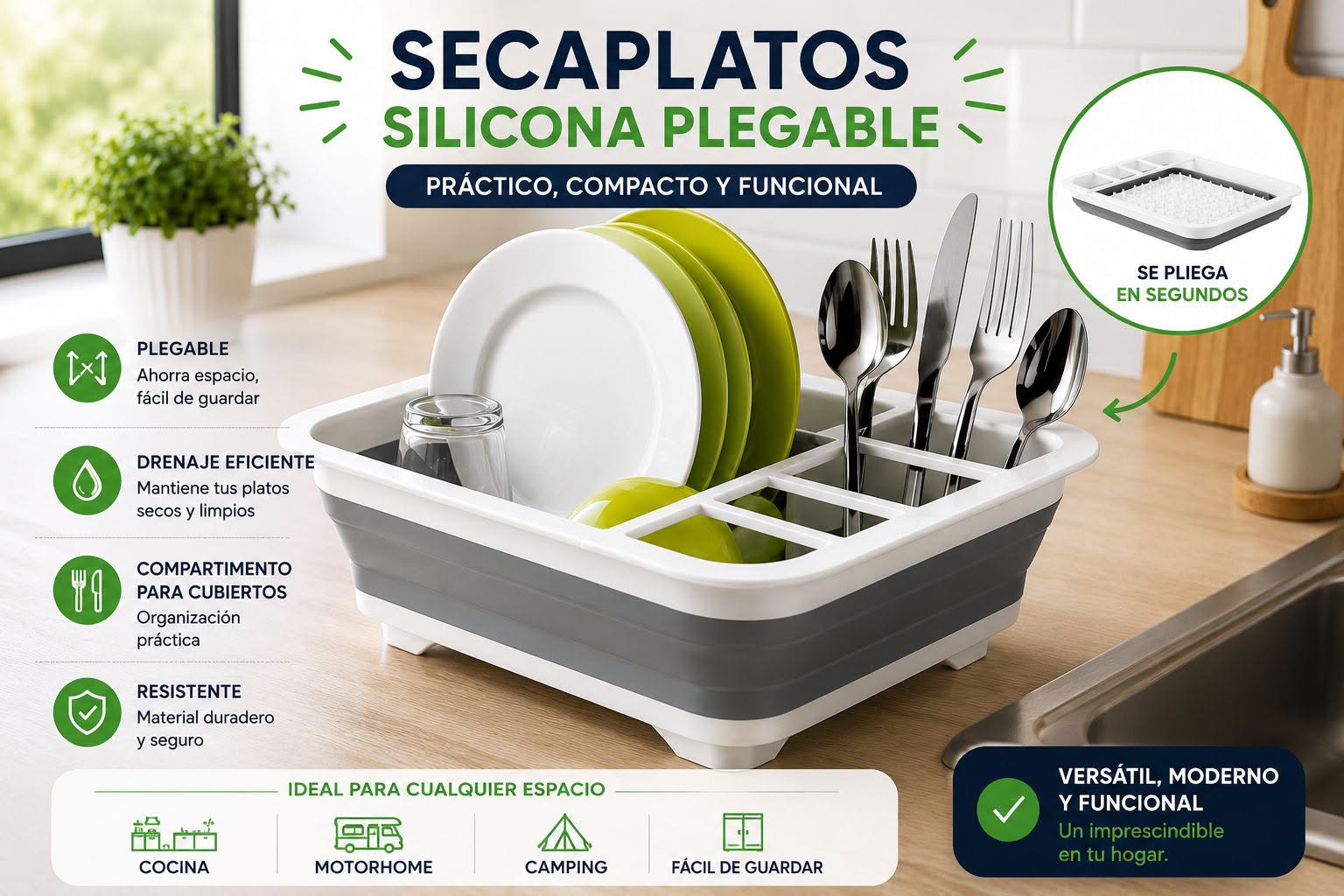 Seca platos plegable