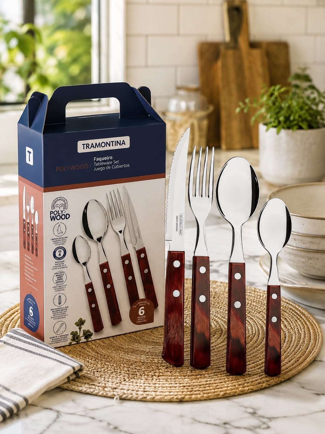 Juego de cubiertos Tramontina Polywood – 24 piezas 🍴✨